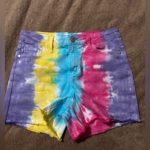 NWOT Judy Blue Snow Cone Tie Dye Cut Off High Waist Shorts